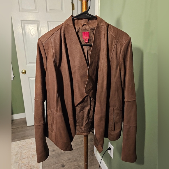 G.I.L.I. Jackets & Blazers - GILI Open Front Textured Leather Jacket